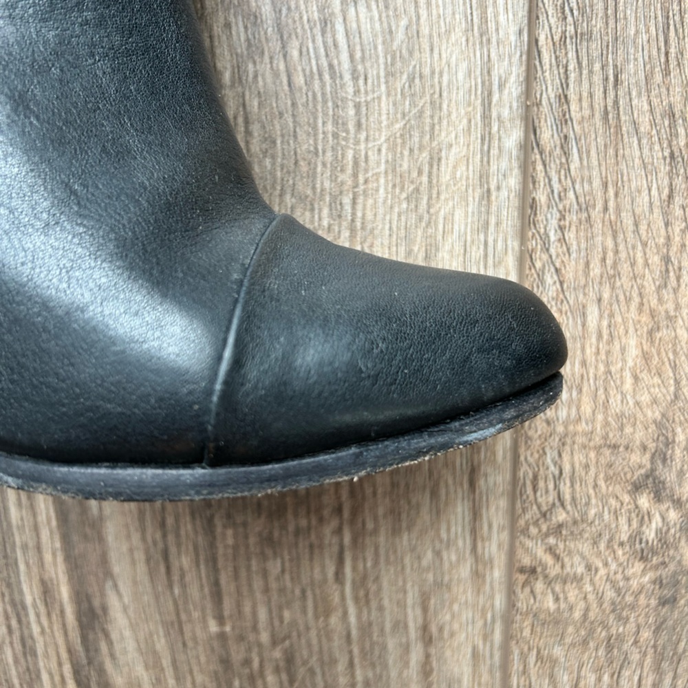 Rag & Bone Harrow Black Leather Heeled Booties | 6.5 - Picture 4 of 16